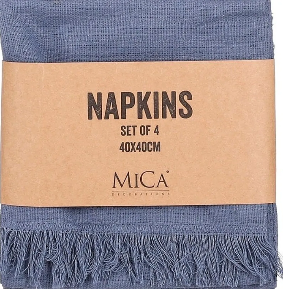 Mica Decorations servet Villia blauw 40 x 40 cm 4 stuks