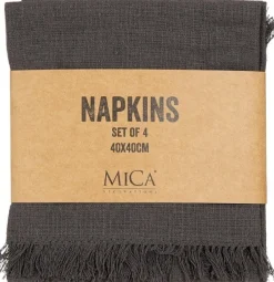 Mica Decorations servet Villia grijs 40 x 40 cm 4 stuks