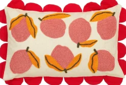 Mica Decorations sierkussen Vita wit / roze / rood 65 x 45 cm