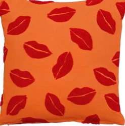 Mica Decorations sierkussen Lips oranje 45 x 45 cm