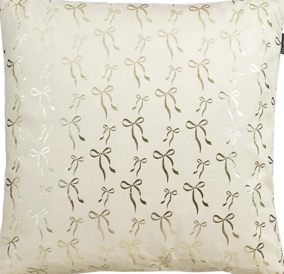 Mica Decorations sierkussen strik crème 45 x 45 cm