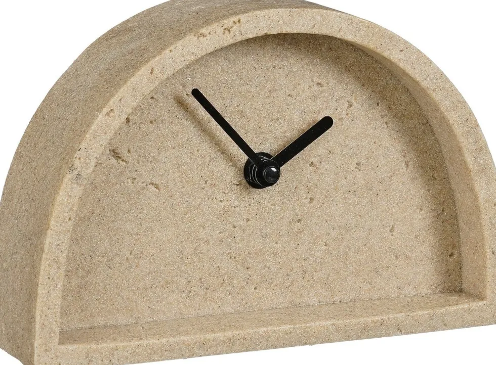 Mica Decorations tafelklok beige 19,5 x 6 x 12 cm
