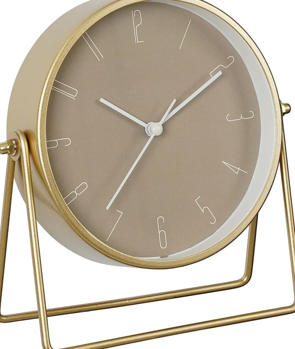 Mica Decorations tafelklok Corky goud D 18,5 H 6,5 cm
