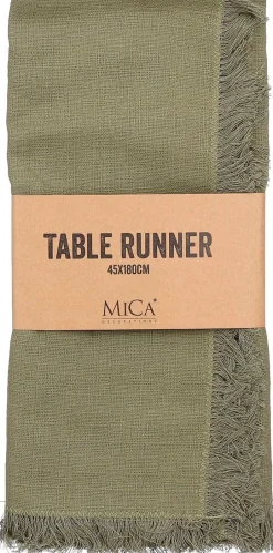 Mica Decorations tafelloper Villia groen 180 x 45 cm