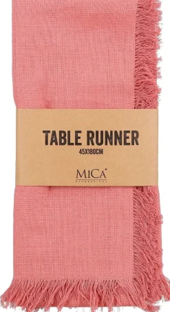 Mica Decorations tafelloper Villia zalmroze 180 x 45 cm
