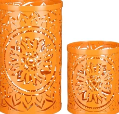Mica Decorations waxinelichthouder Solara oranje D 15 H 25 cm