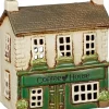 Mica Decorations waxinelichthouder koffiehuis bruin 14,5 x 8,5 x 15,5 cm