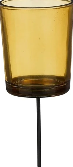 Mica Decorations waxinelichthouder Sauma geel D 5,5 H 16 cm