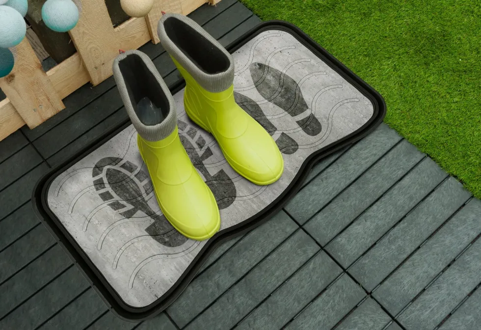Multy Home buitenmat Footprints grijs 75 x 38 cm
