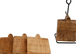 onderzetters met houder naturel 11 x 11 x 22 cm 6 stuks