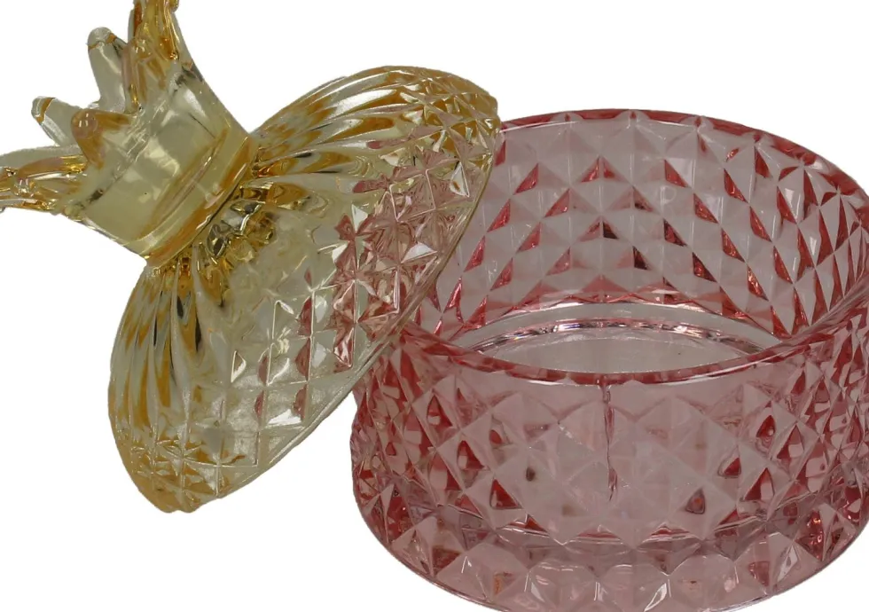 Opbergpot Anna geel / roze D 10,5 H 12 cm