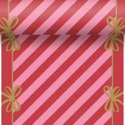 Paper + Design 3-in-1 tafelaankleding Merry Stripes rood / roze 480 x 40 cm