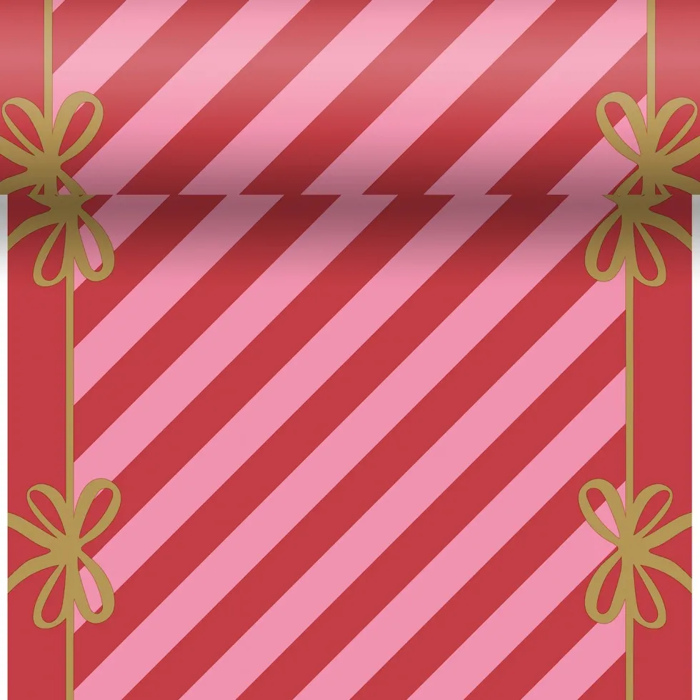 Paper + Design 3-in-1 tafelaankleding Merry Stripes rood / roze 480 x 40 cm