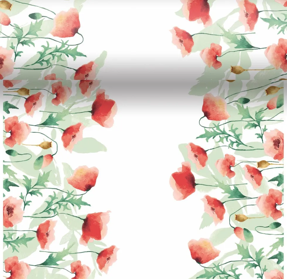 Paper + Design 3-in-1 tafelaankleding Poppys Delight groen / rood 40 x 480 cm