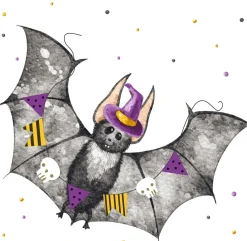 Paper + Design servet Bat Halloween wit 33 x 33 cm 20 stuks
