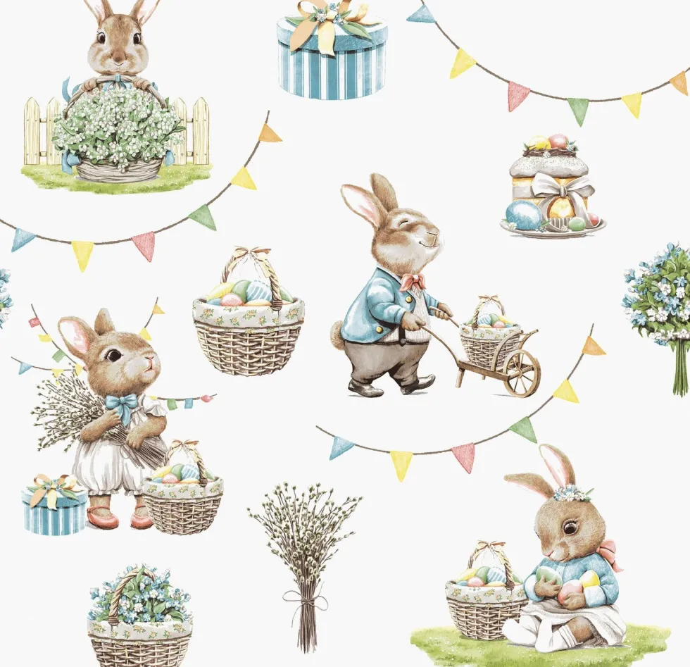 Paper + Design servet Bunny Joy wit 33 x 33 cm 20 stuks