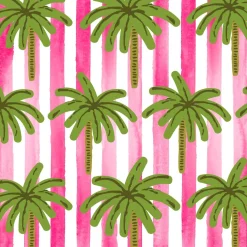 Paper + Design servet cabana groen / roze palms 33 x 33 cm 20 stuks