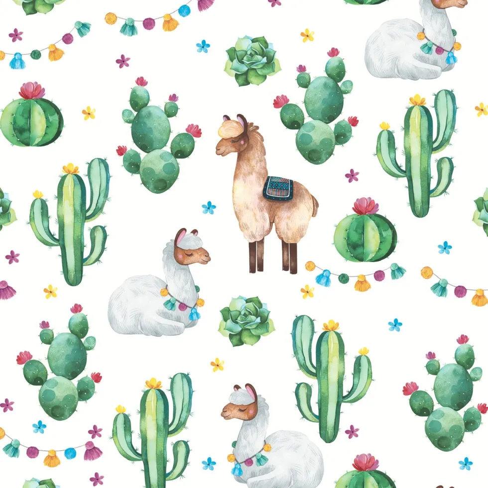 Paper + Design servet Lamas wit 33 x 33 cm 20 stuks