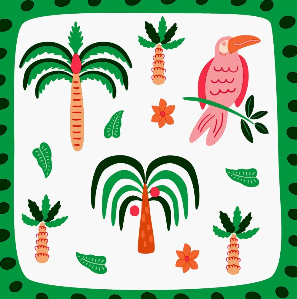 Paper + Design servet modern groen palms 33 x 33 cm 20 stuks