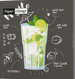 Paper + Design servet Mojito Black zwart 24 x 24 cm 20 stuks