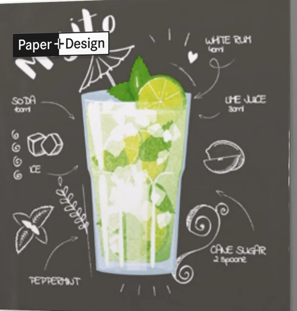 Paper + Design servet Mojito Black zwart 24 x 24 cm 20 stuks