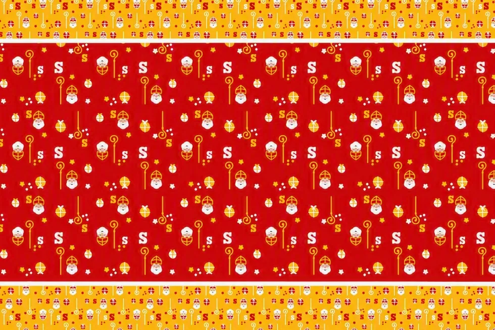 Paper + Design tafelkleed Sint rood / geel 220 x 138 cm