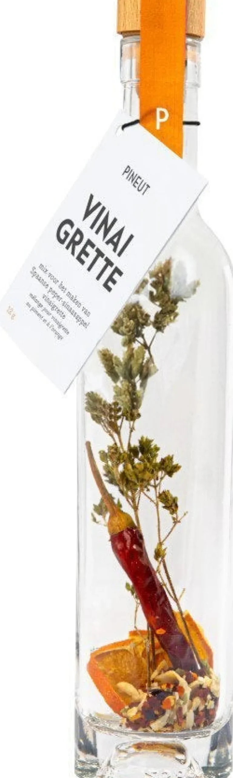 Pineut vinaigrette Spaanse peper en sinaasappel