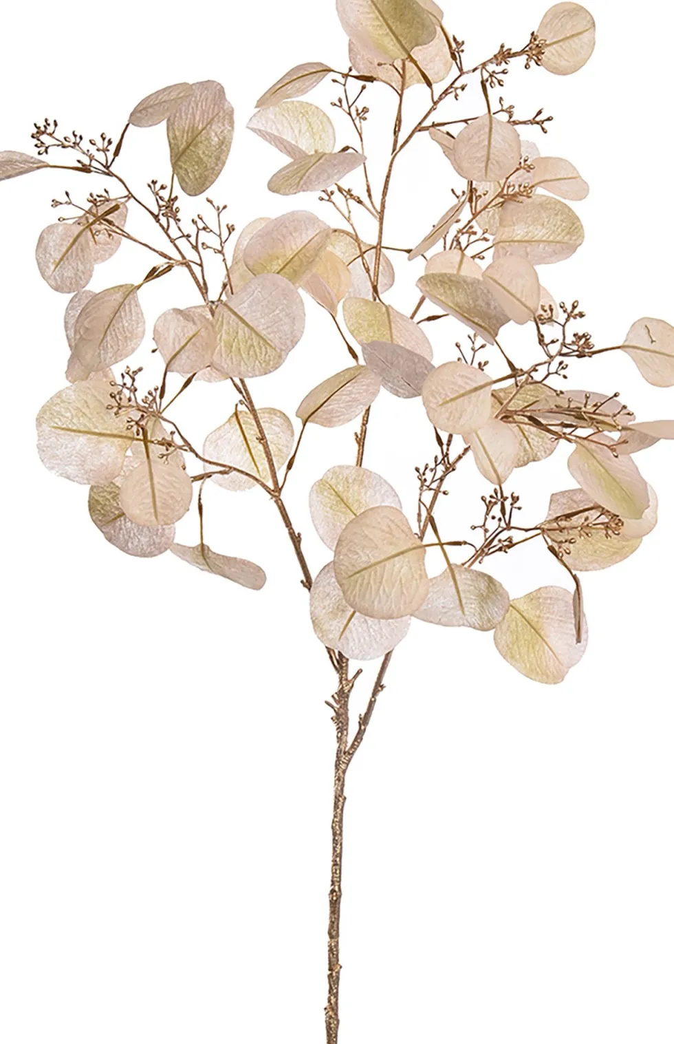 Pure kunsttak Eucalyptus crème / goud H 90 cm