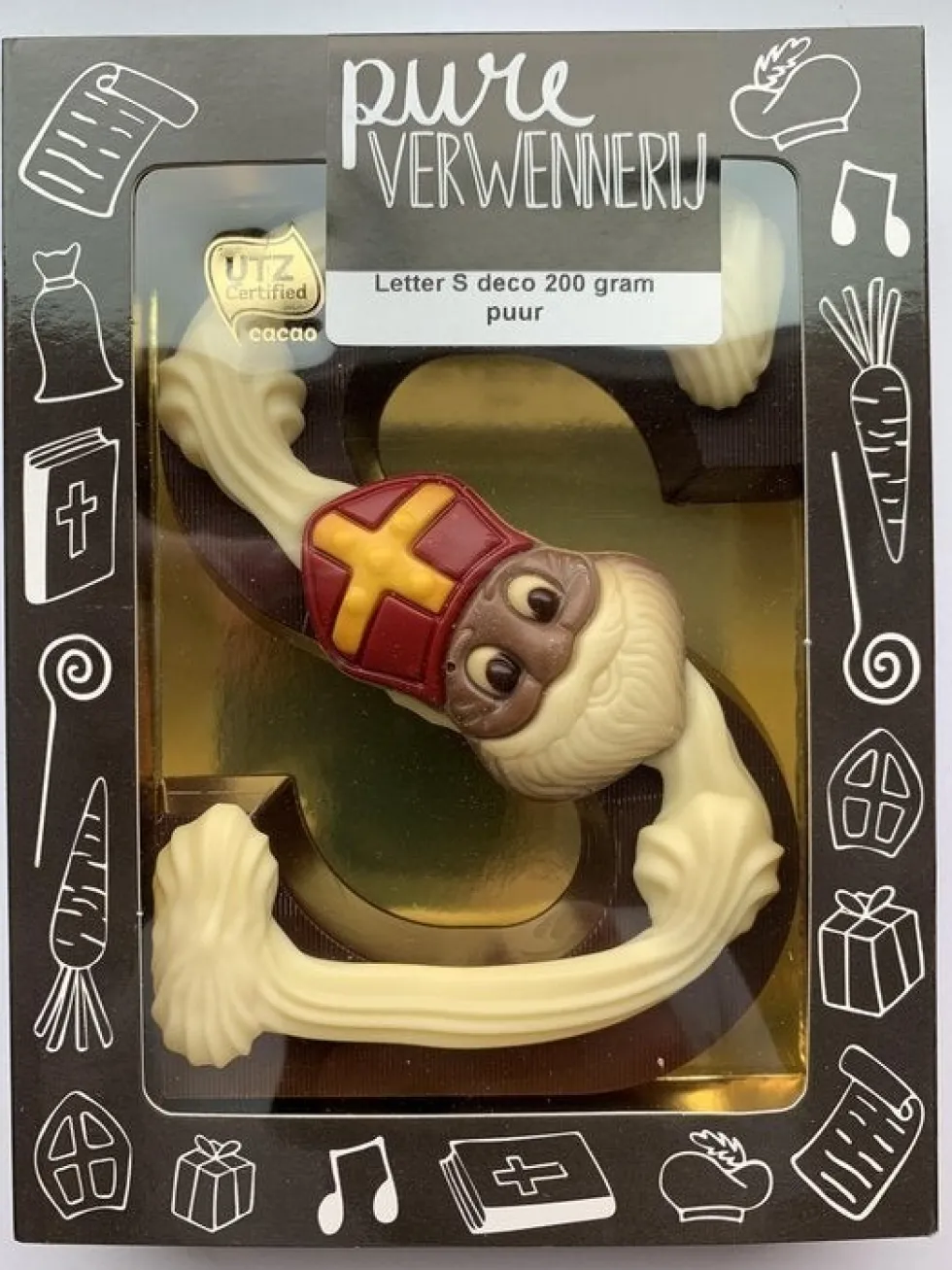 Pure Verwennerij chocolade letter S puur 200 g