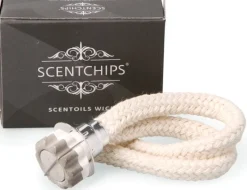 ScentChips doosje met lont en steen wit D 2 H 4 cm