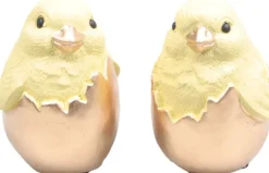 SID paasdecoratie Keika beeld kuiken in ei goud / geel D 7 H 9,5 cm