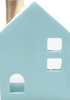 SID waxinelichthouder Huisje blauw 11 x 8 x 16 cm