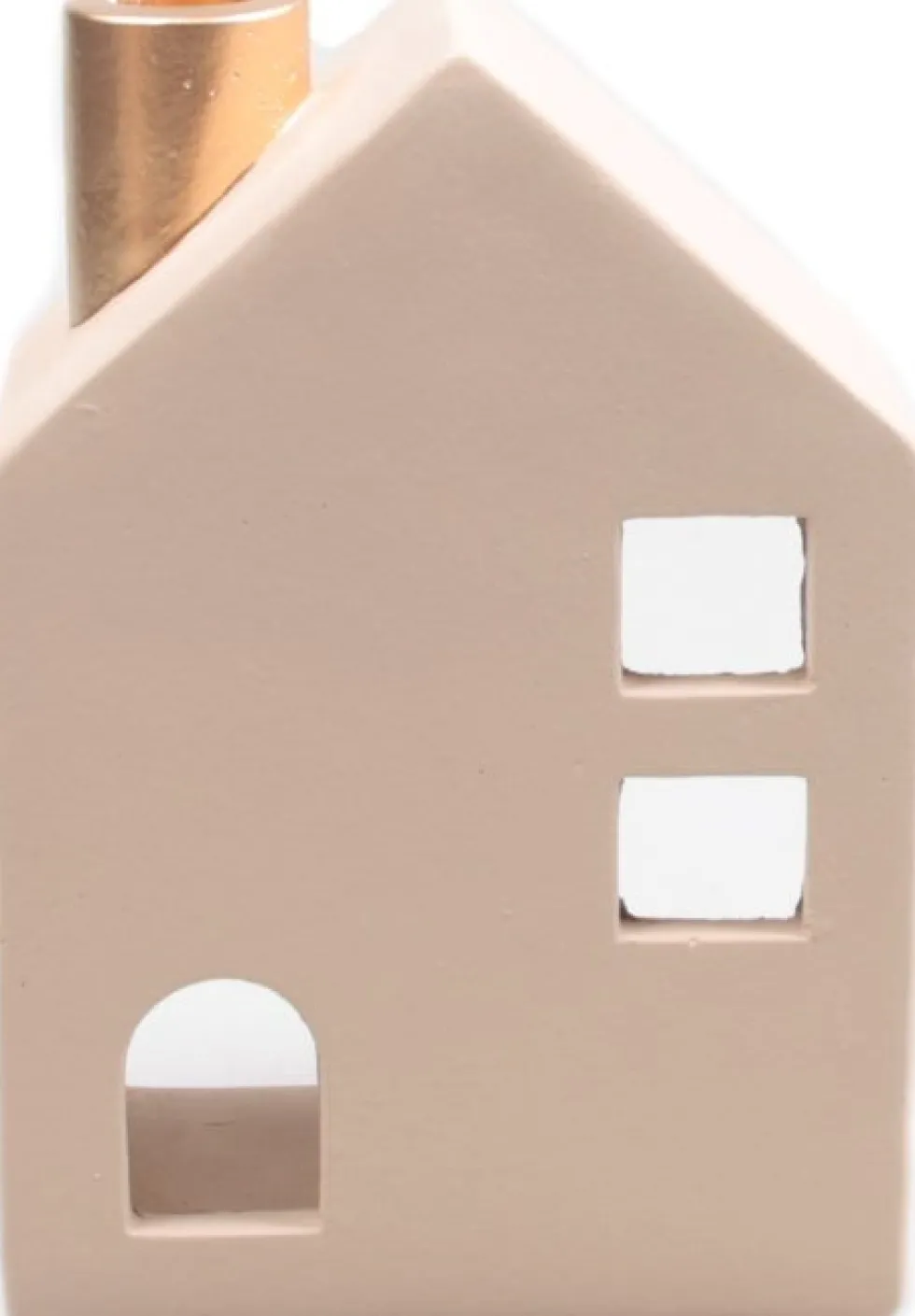 SID waxinelichthouder Huisje beige 7,5 x 5,5 x 11,5 cm