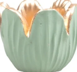 SID waxinelichthouder Tulipa groen / goud D 8,5 H 6,5 cm