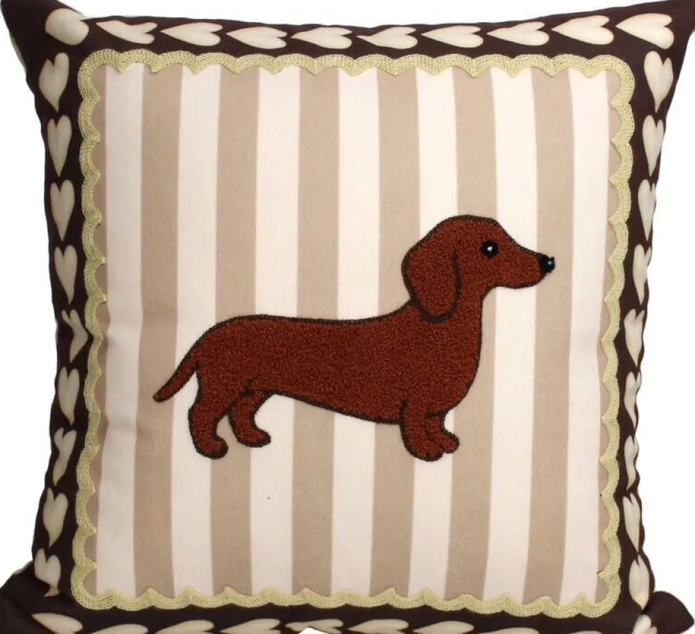 Sierkussen Teckel beige / bruin 45 x 45 x 8 cm