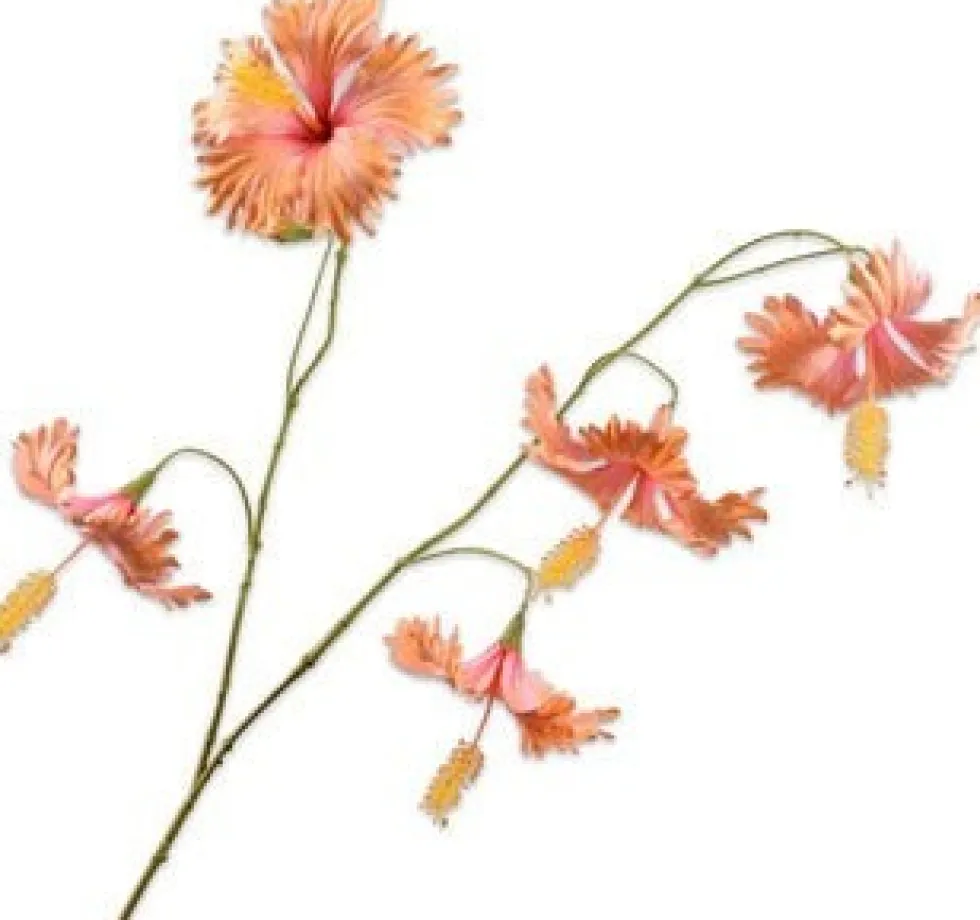 Silk-ka kunstbloem Chinese roos perzik H 111 cm