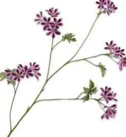 Silk-ka kunstbloem Geranium wit / paars H 94 cm