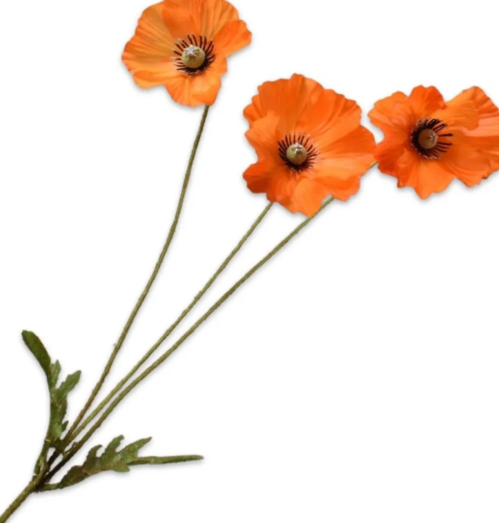 Silk-ka kunstbloem Klaproos oranje H 81 cm