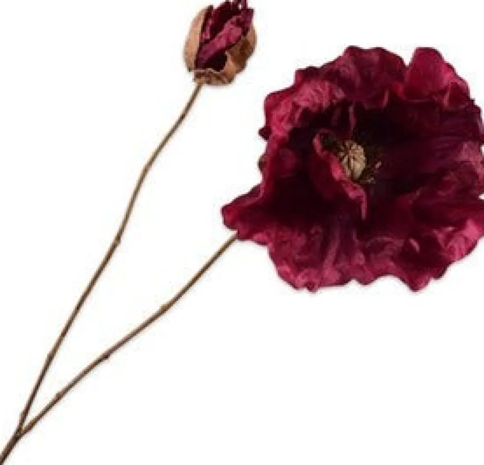 Silk-ka kunstbloem Klaproos rood H 35 cm
