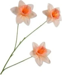 Silk-ka kunstbloem Narcis wit / oranje H 100 cm