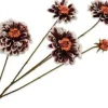 Silk-ka kunstbloem Zinnia wit / bruin H 13 cm