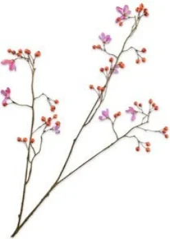 Silk-ka kunsttak Rozenbottel geel / roze H 92 cm
