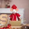 Sjaal met Verhaal sinterklaas decoratie sintermuis wit / rood 9 x 13 x 19 cm