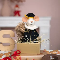 Sjaal met Verhaal sinterklaas decoratie hoofdpietmuis 11 x 13 x 17 cm