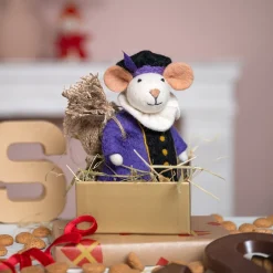 Sjaal met Verhaal sinterklaas decoratie Sint pietermuis paars 11 x 13 x 17 cm