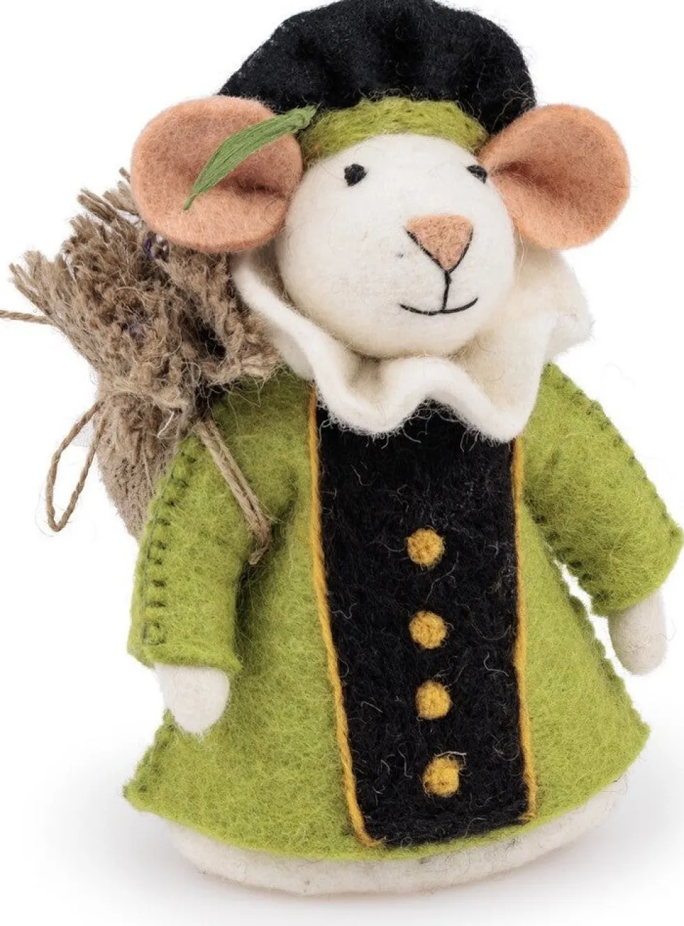 Sjaal met Verhaal sinterklaas decoratie Sint pietermuis groen 11 x 13 x 17 cm