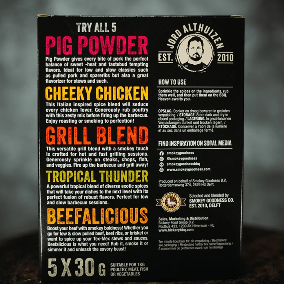 Smokey Goodness BBQ rub Try All Box 5 x 30 gr