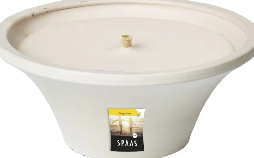 Spaas citronellakaars Ginger Love kruidig wit 9 uur D 17,5 H 7,5 cm