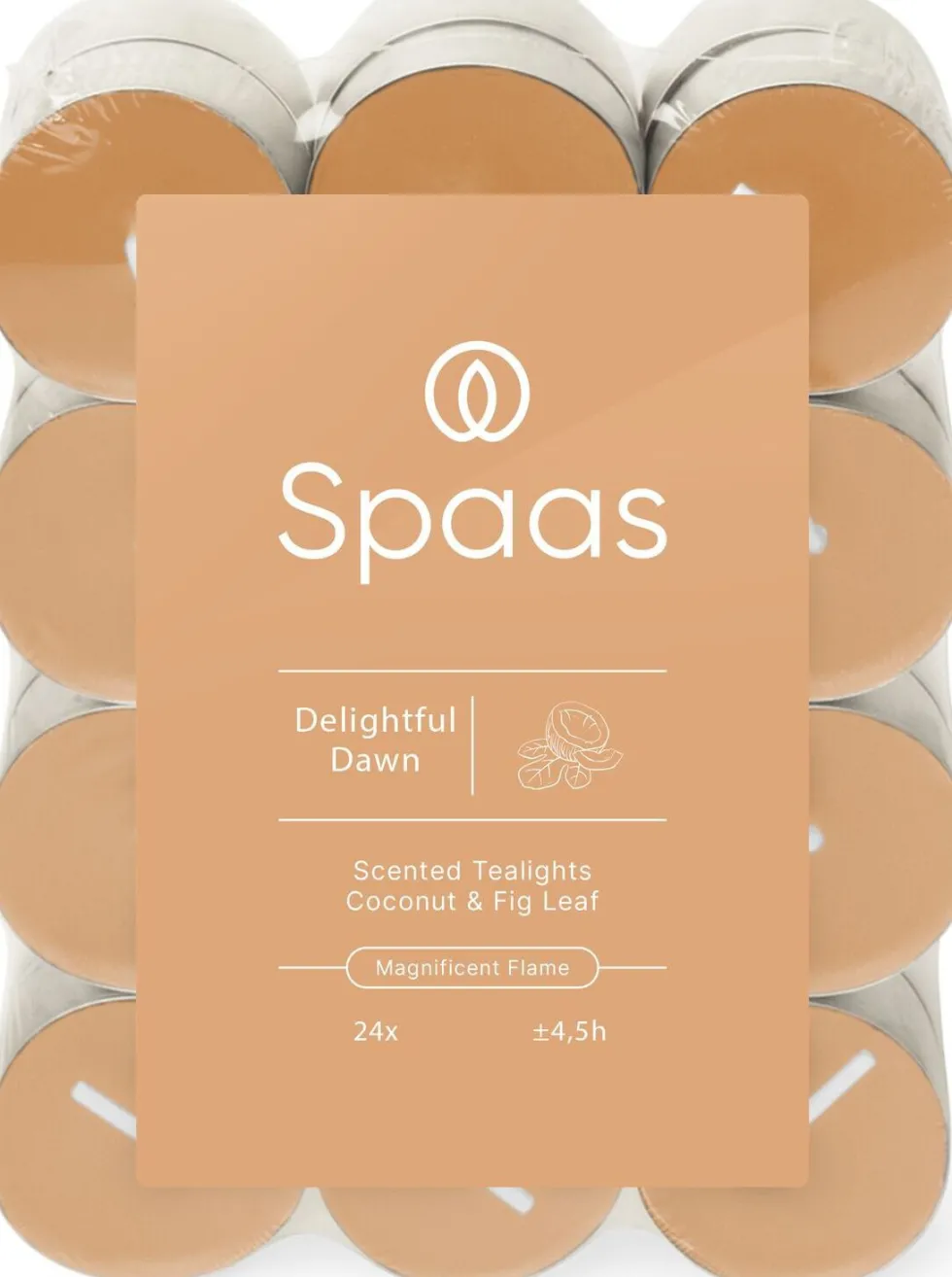 Spaas geurkaars Essential collection Delightful Dawn oranje 4,5 uur D 3,9 H 1,6 cm 24 stuks