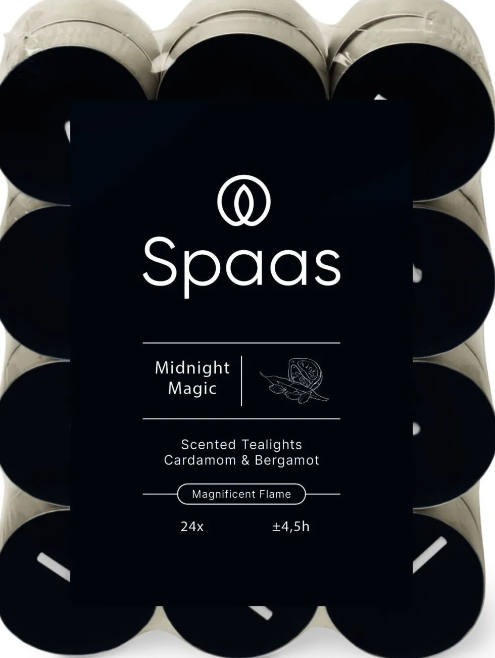 Spaas geurkaars Essential collection Midnight Magic blauw 4,5 uur D 3,5 H 1,6 cm 24 stuks